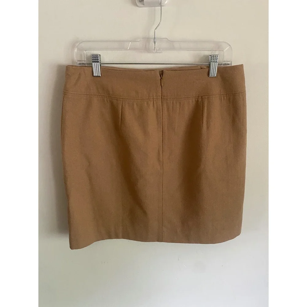 LOFT Womens Camel Tan Wool Blend Mini Skirt‎ Size 6 Career Academic Solid Pocket